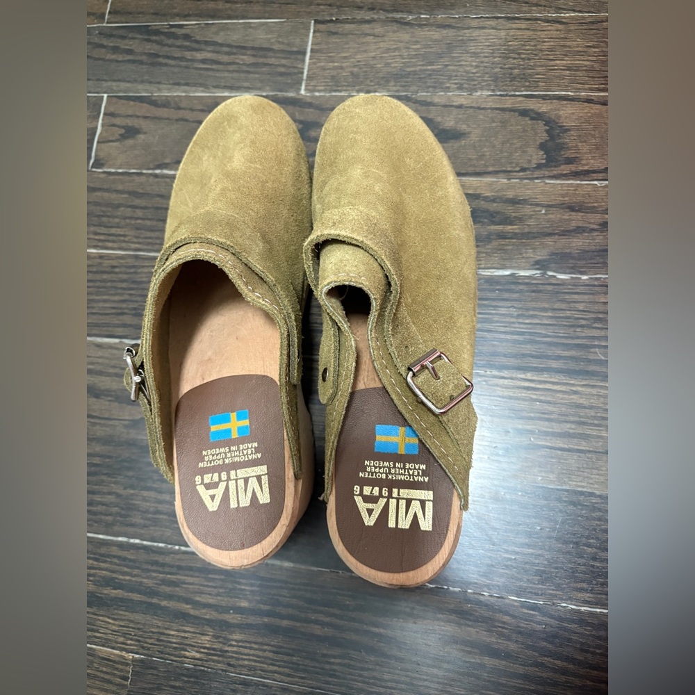 MIA Olive green Suede Clogs with Buckle